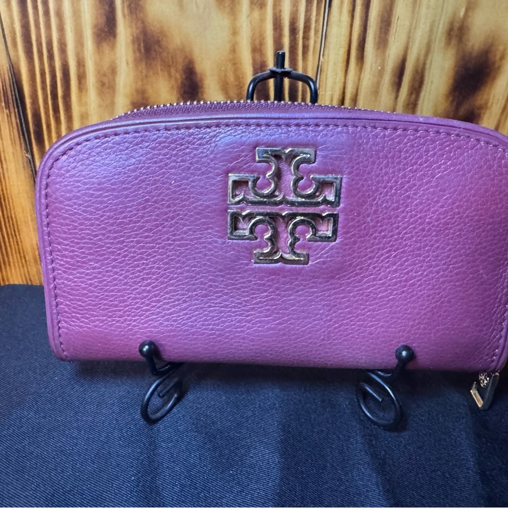 Tory Burch Purple Pebbled Leather Wallet